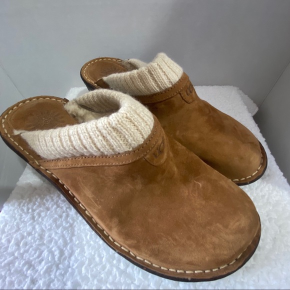 GAEL CHESTNUT SUEDE CLOGS - Picture 3 of 8